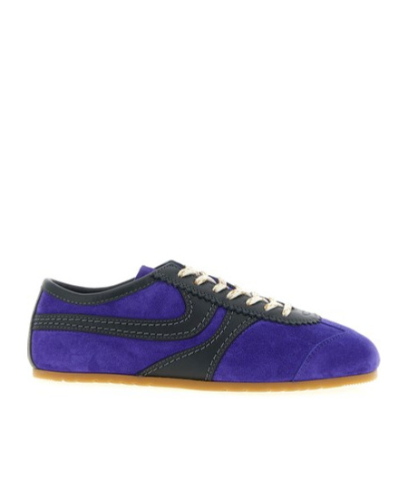 Dries Van Noten Suede Panel Sneakers Rubber Sole In Blue
