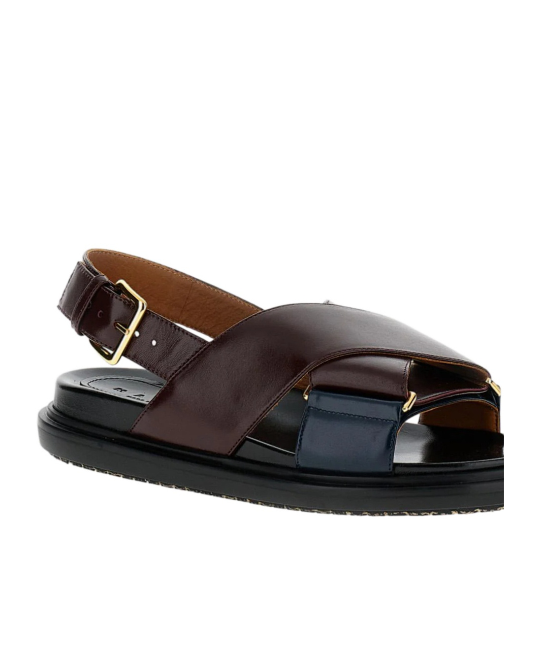 Marni Fussbett Two-tone Leather Slingback Sandals In Brown