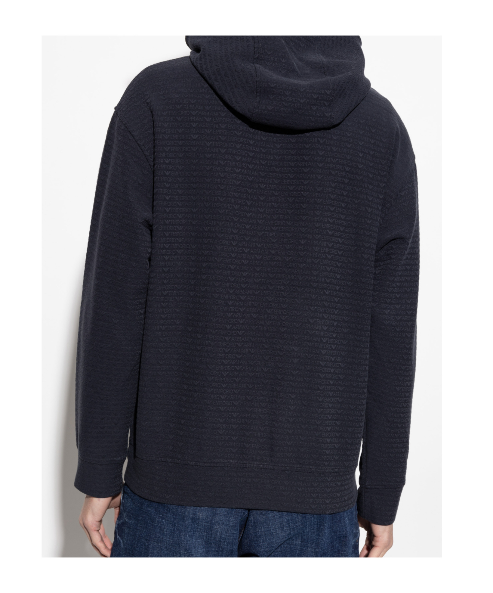 Emporio Armani Men's Allover Logo Hoodie In Black