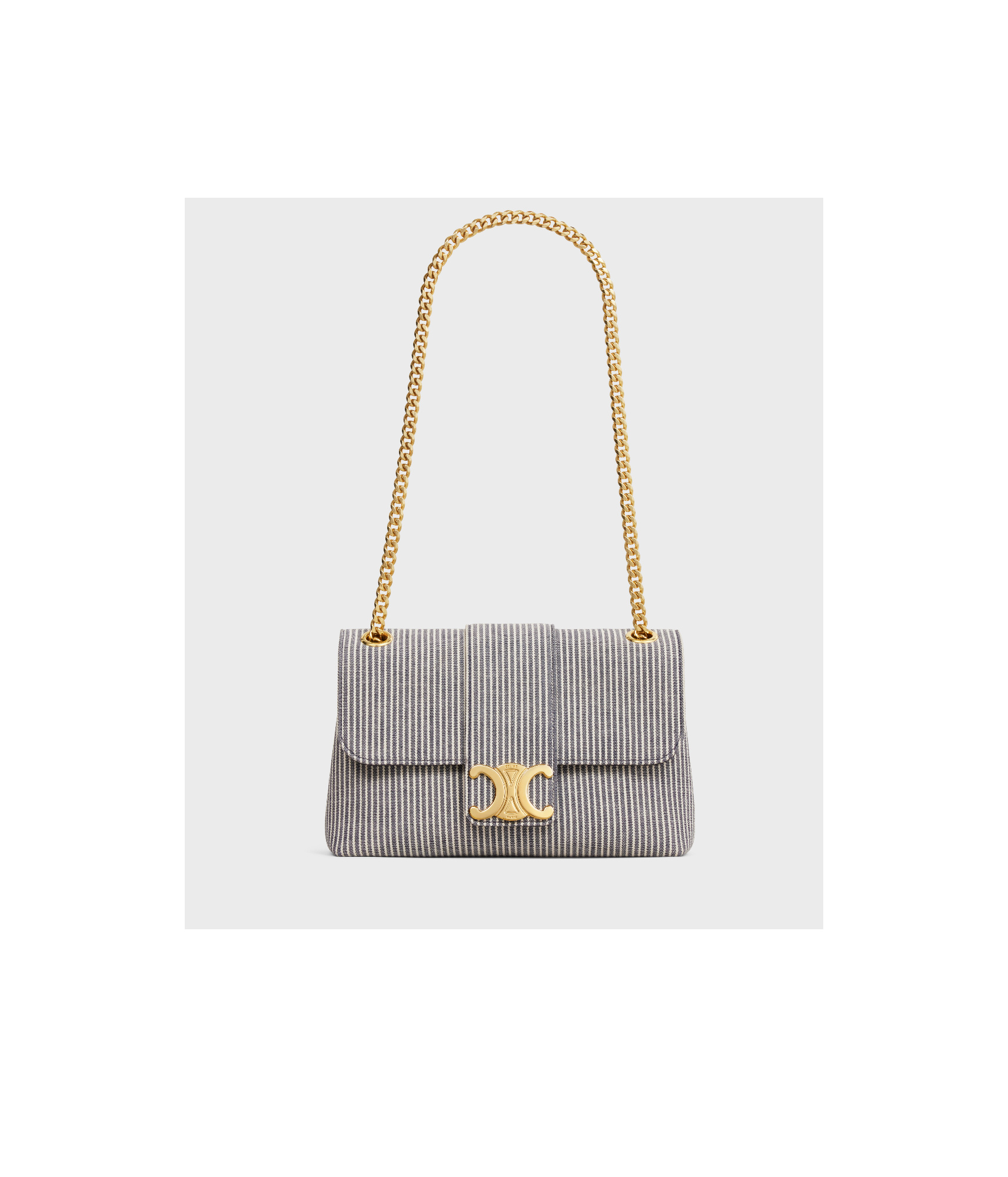 Celine Medium Victoire Bag In Striped Textile