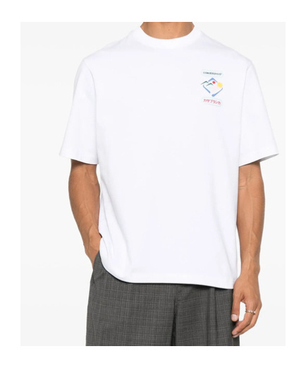 Casablanca White Cotton T-shirt With Print In Pattern