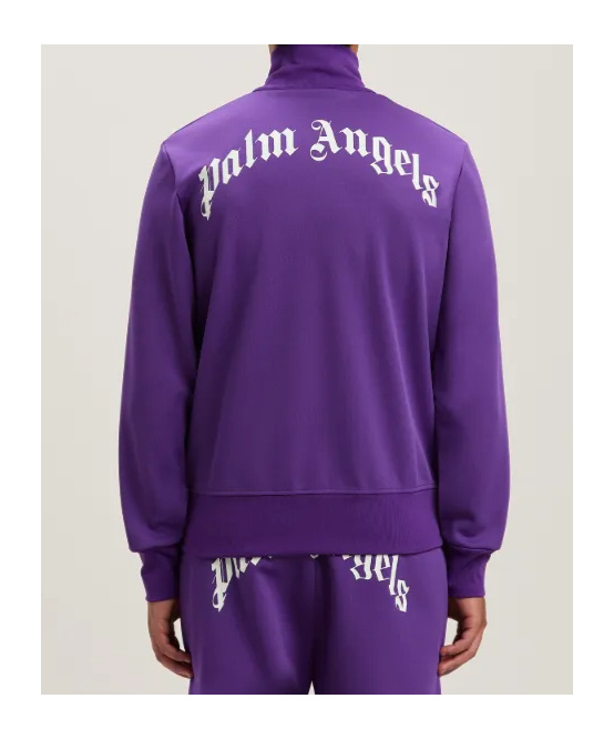 Shop Palm Angels Curved Logo Printed Track Jacket In Purple