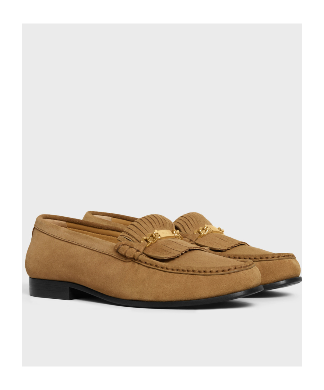 Celine Logo Tassel Chain Love Shoes In Brown