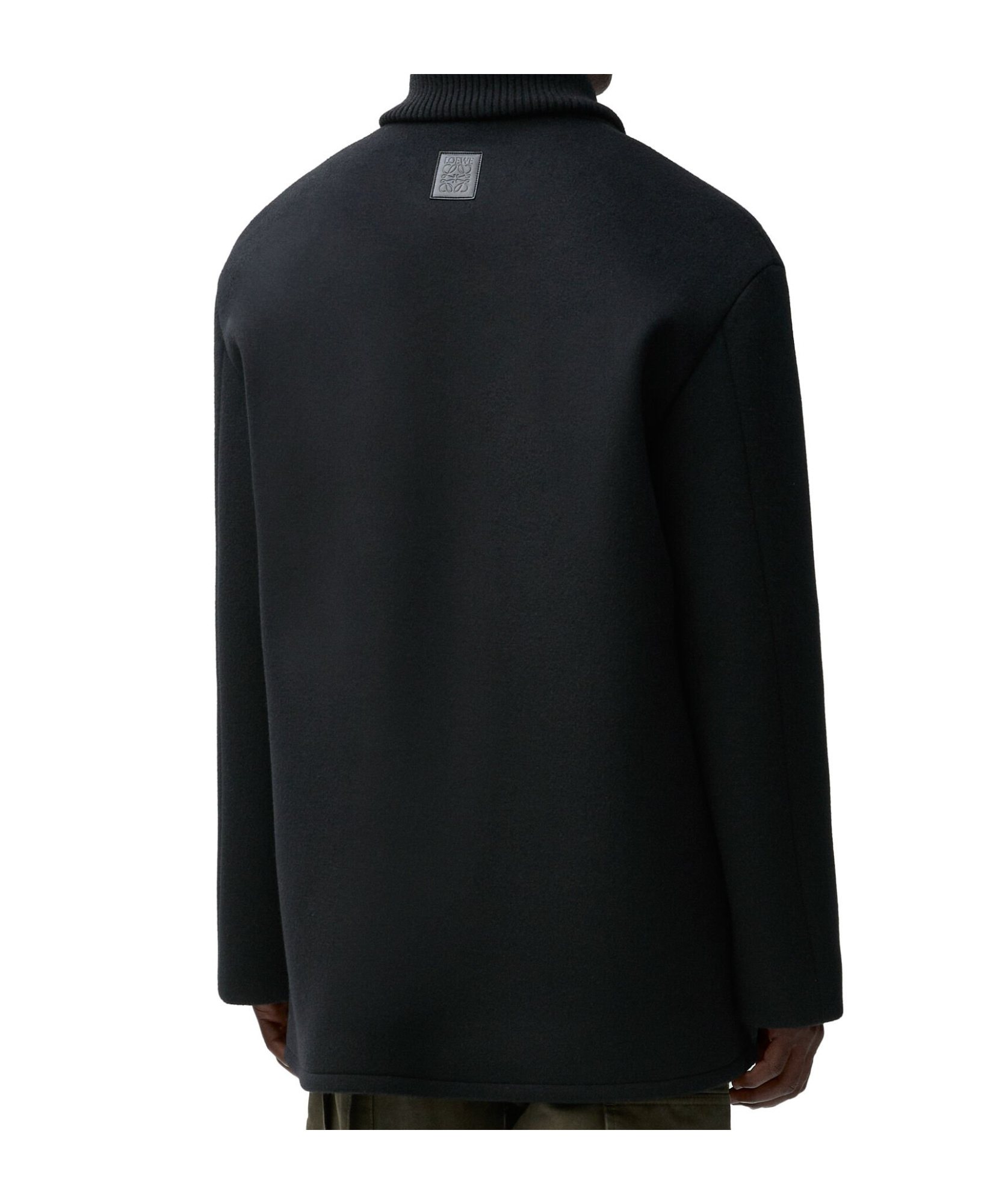 Loewe Double-breasted Shawl-collar Wool Peacoat In Black
