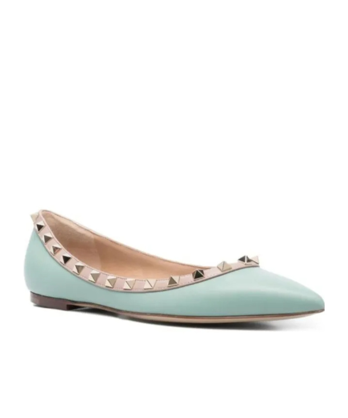 Valentino Rockstud Pointed Ballet Shoes In Multicolor