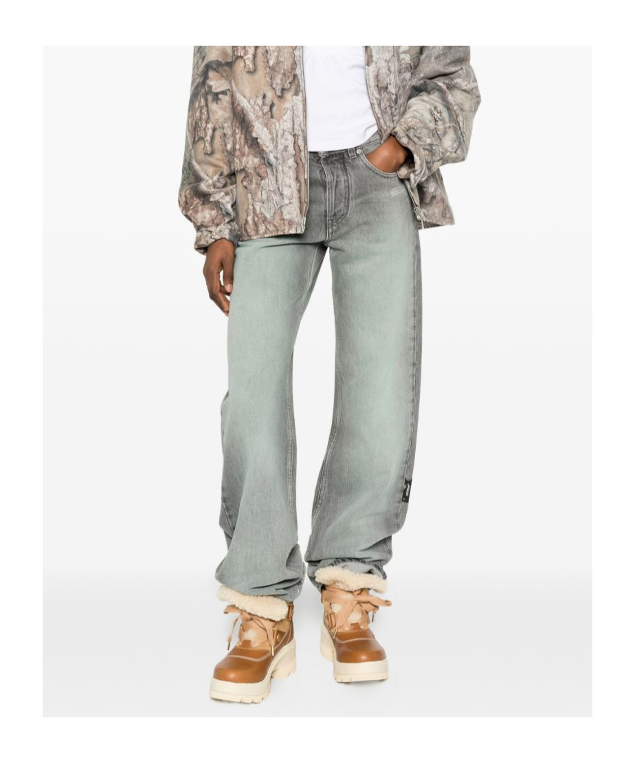 Off-white Logo-patch Jeans In Gray