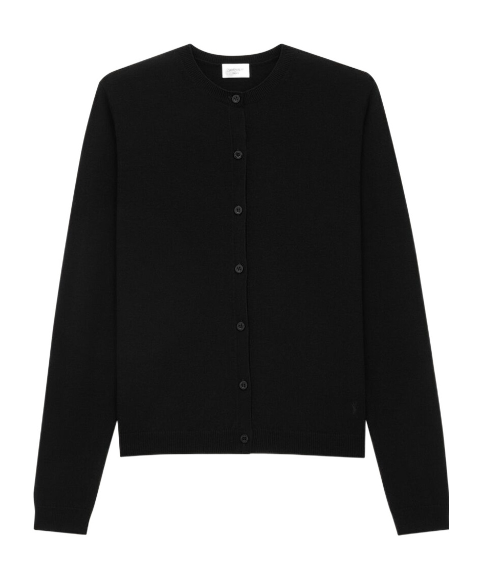 Saint Laurent Long-sleeved Cardigan In Black
