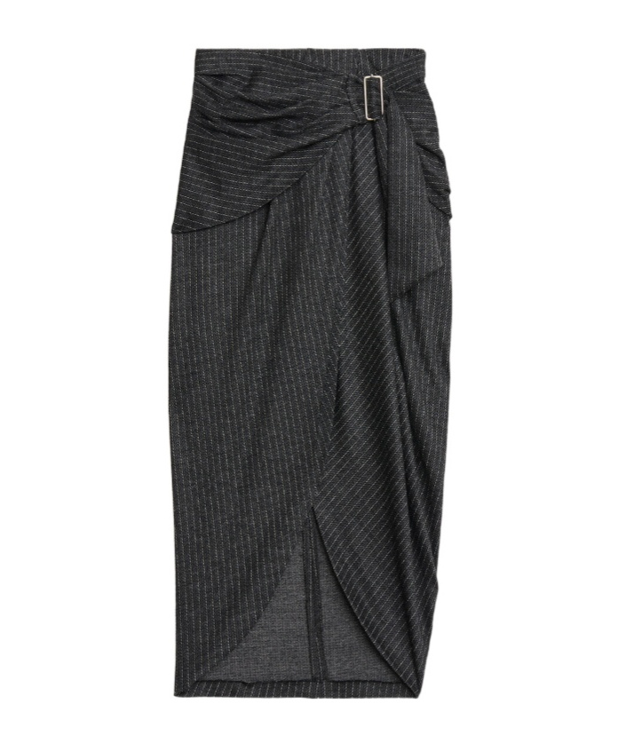 Isabel Marant Womens Anthracite Atrium Reilly Pinstripe Wool-blend Midi Skirt In Gray