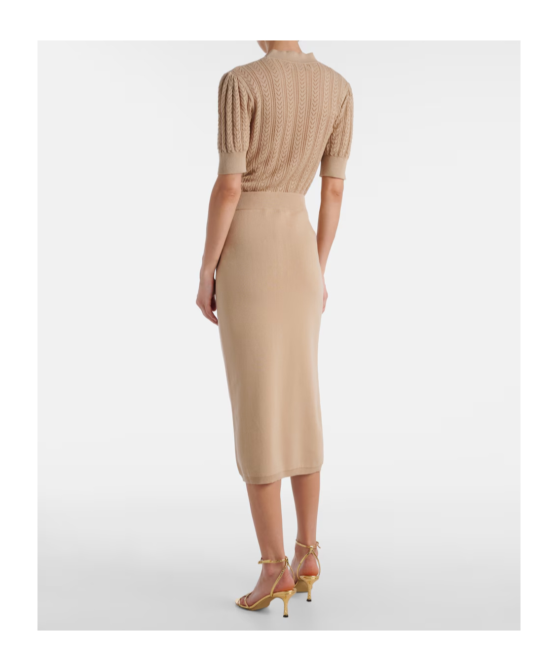 Alessandra Rich Cotton And Cashmere Pencil Skirt In Brown