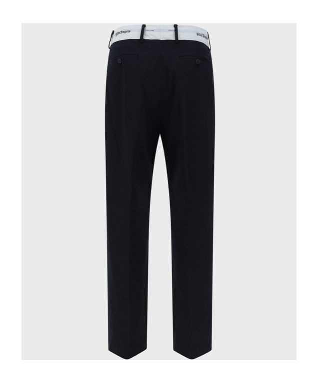 Palm Angels Contrasting-waistband Tapered Trousers In Black