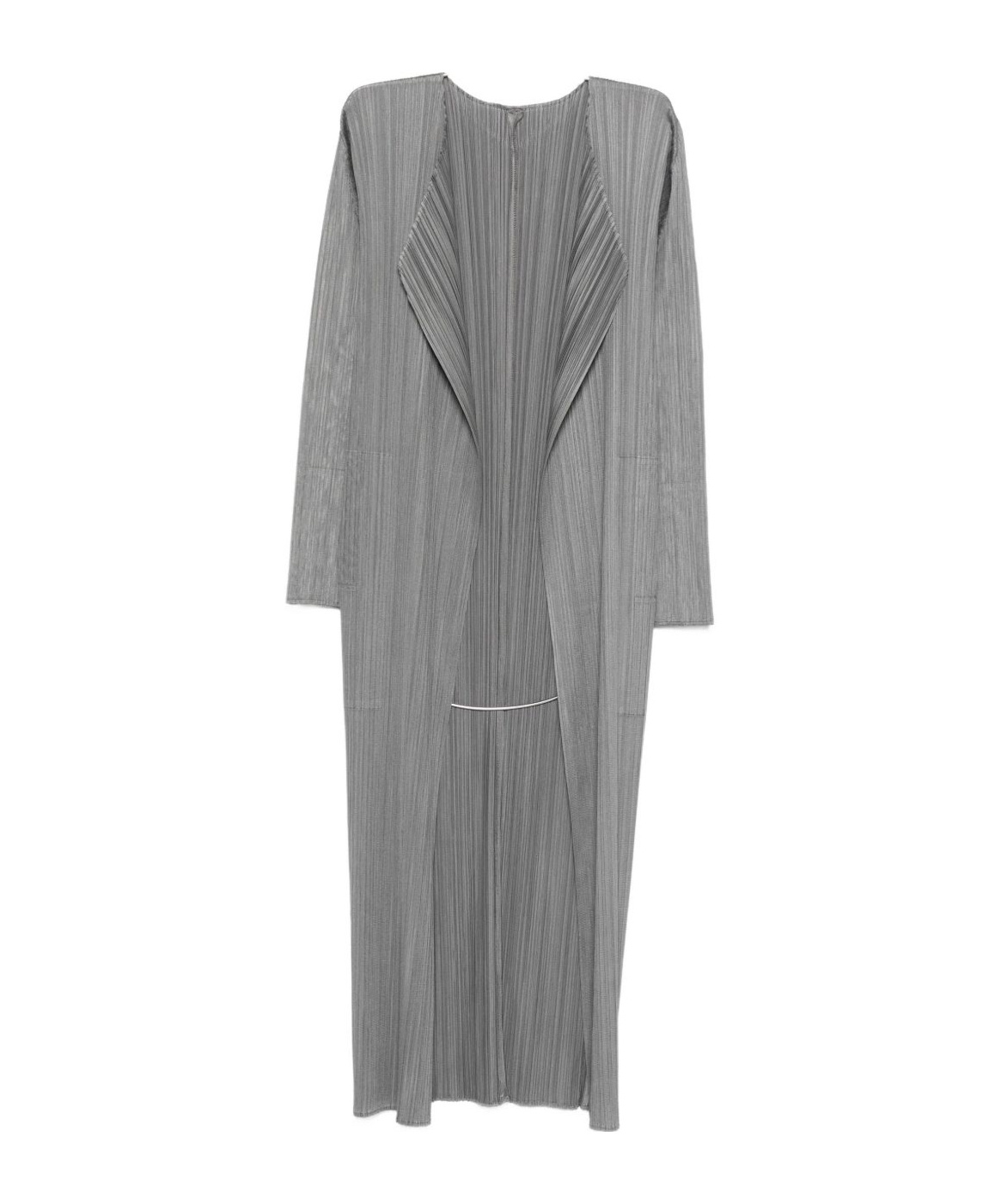 Issey Miyake Long Knitted Cardigan In Gray