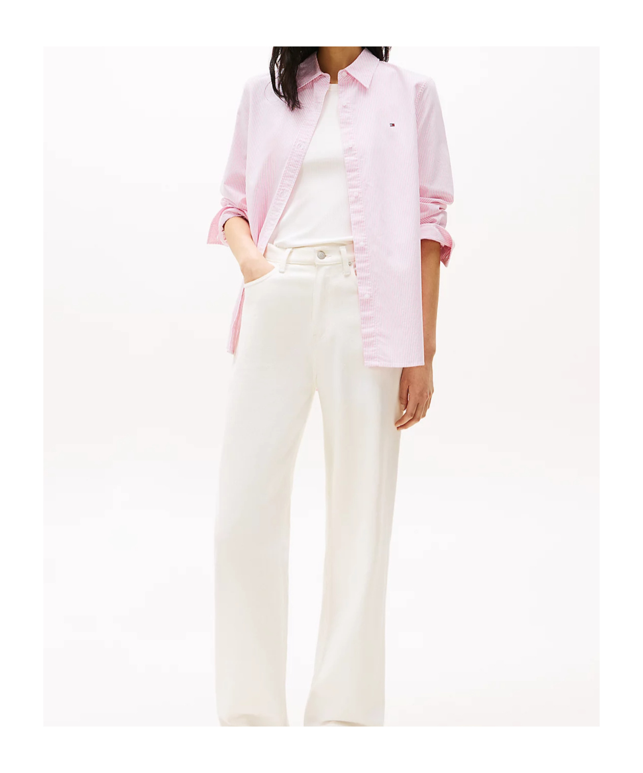 Tommy Hilfiger Relaxed Fit Oxford Shirt In Lassic Ithaca Stp/ Mid Pink