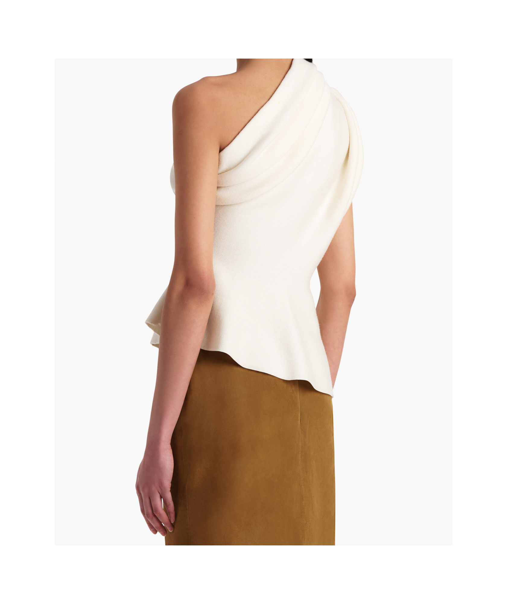 Khaite Aimee Draped One-shoulder Peplum Top In White