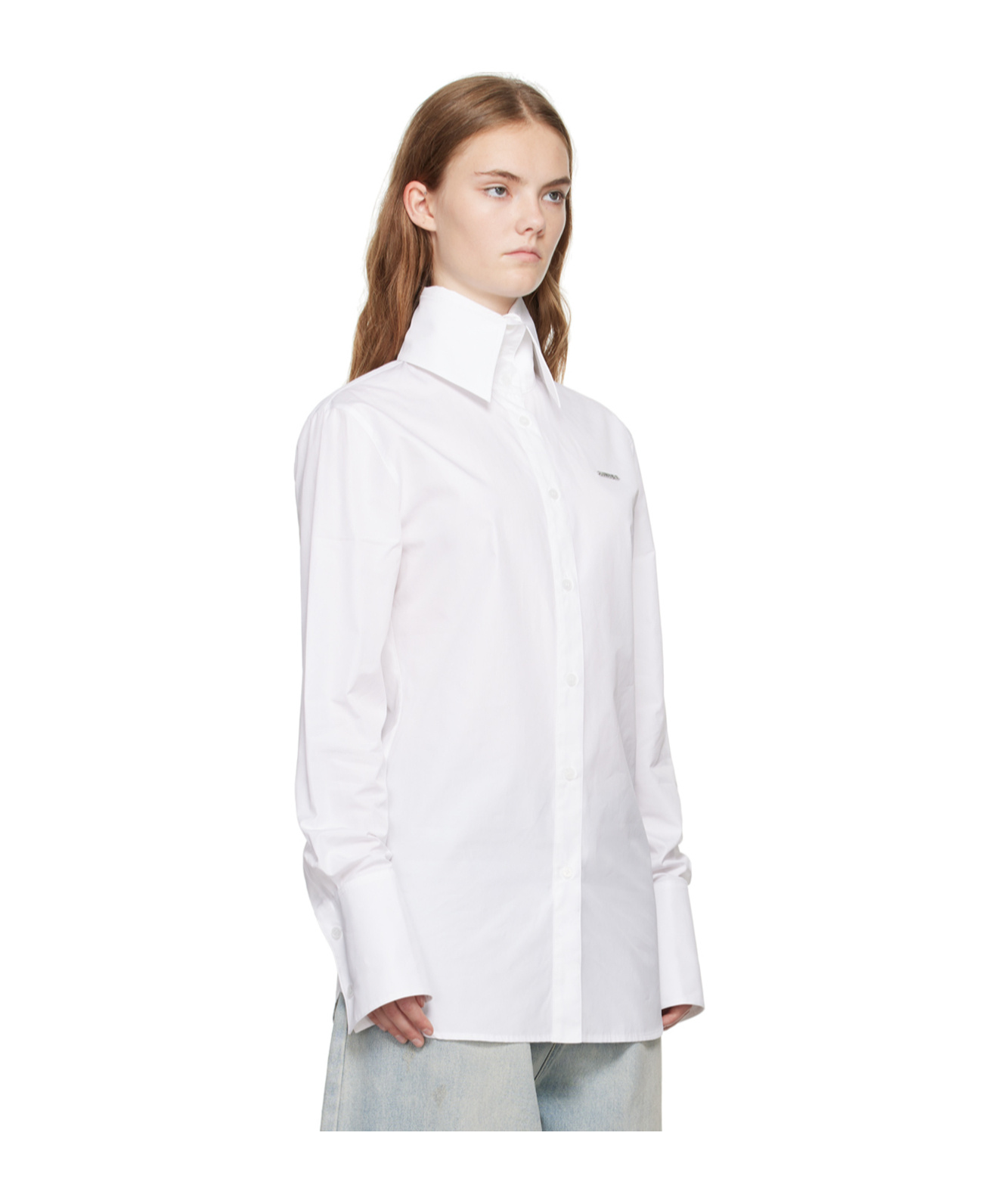 We11 Done Lapel Long-sleeved Shirt In White