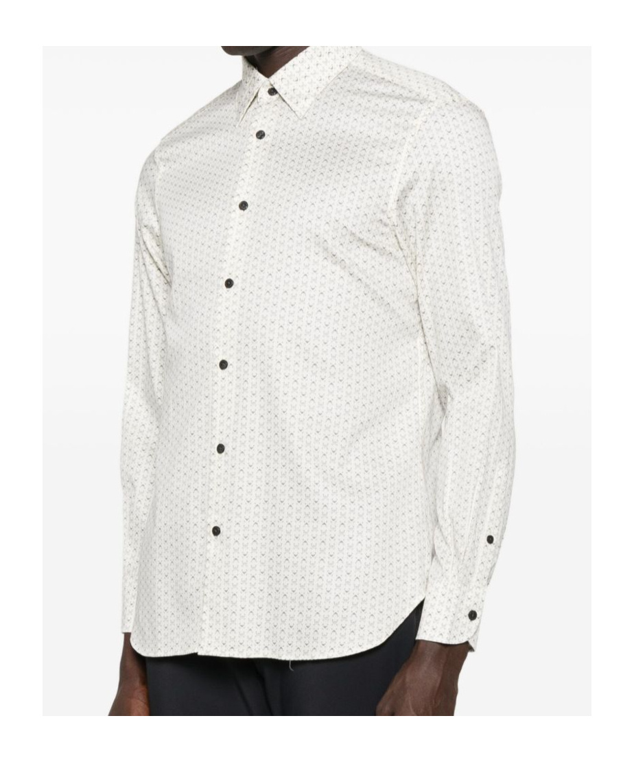 Emporio Armani Logo-print Long-sleeve Shirt In White