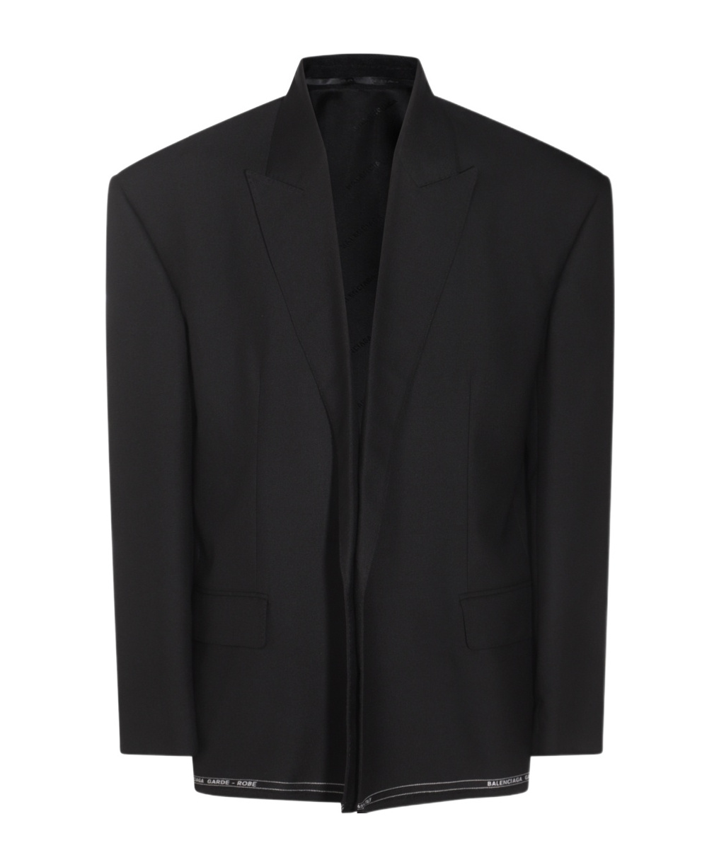 Balenciaga Long-sleeved Suit Jacket In Black