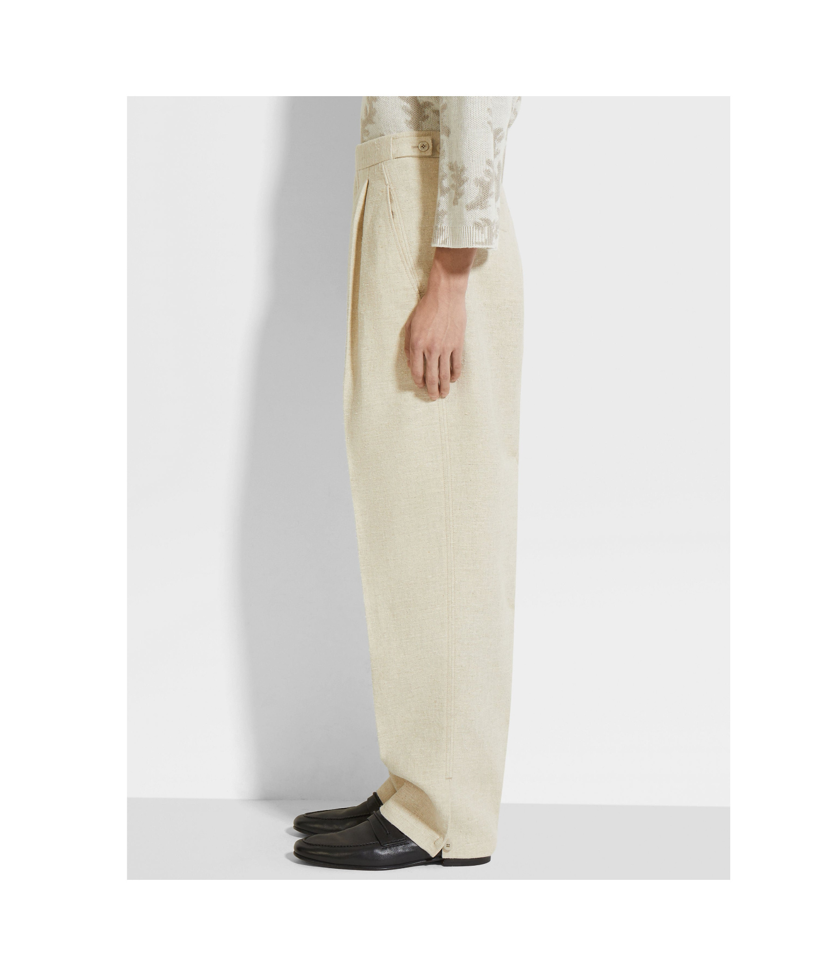 Shop Zegna Light Beige Linen And Silk Blend Pants
