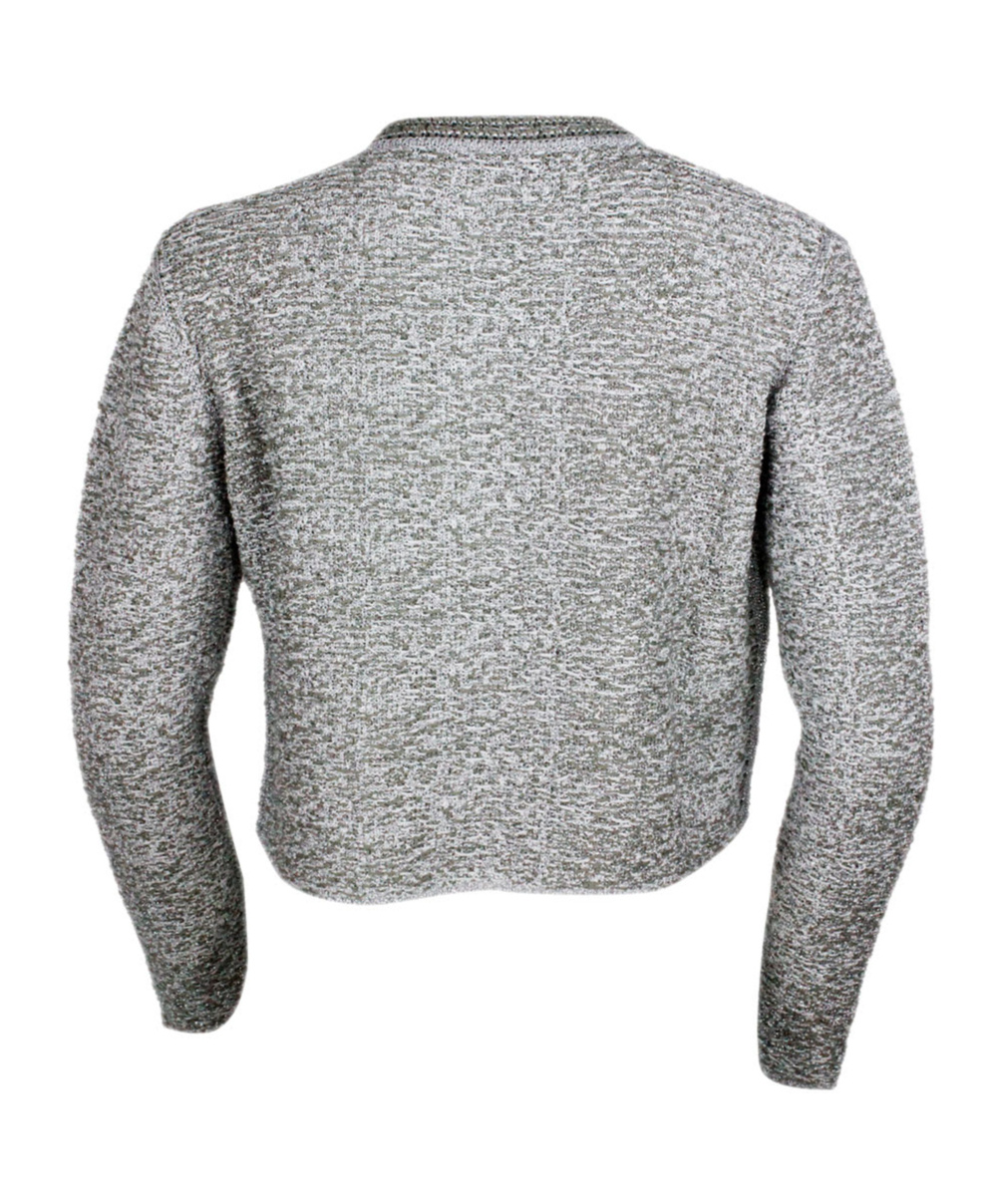 Shop Fabiana Filippi Lurex Knit Tweed Cardigan In Gray