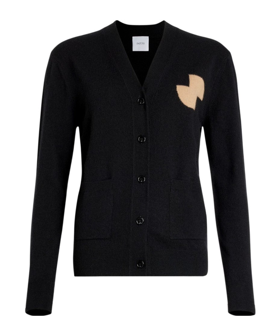 Patou Wool And Cashmere Embroidered Cardigan In Black