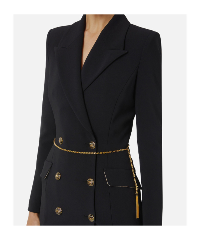 Elisabetta Franchi Chain-embellished Double-breasted Dress In Black