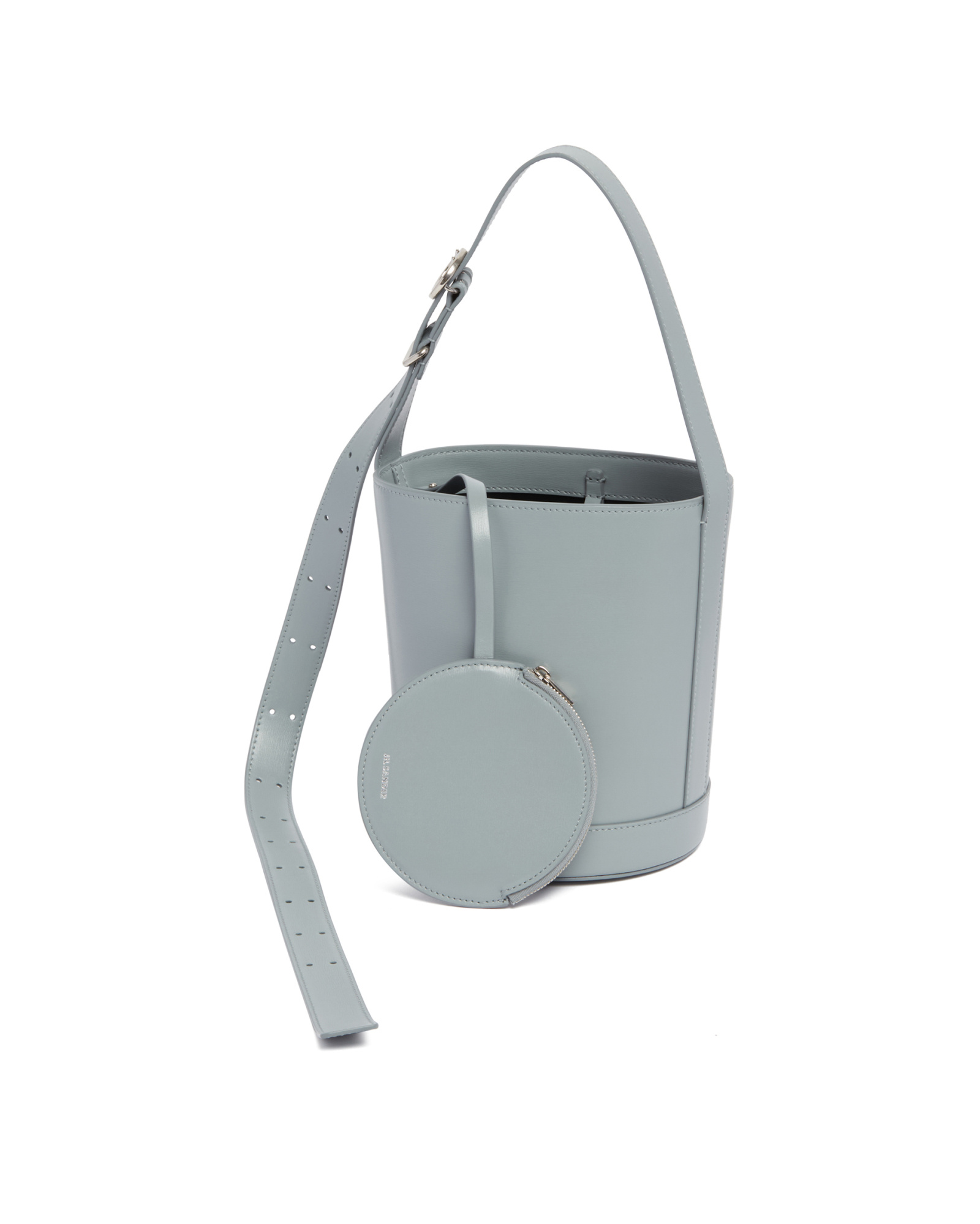 Jil Sander Leather Cannolo Bucket Bag In Gray