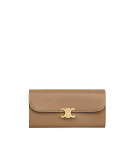 Celine Large Trimphe Wallet In Dark Tan