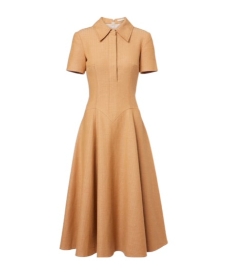 Emilia Wickstead Jody Cotton And Linen Blend Dress In Brown