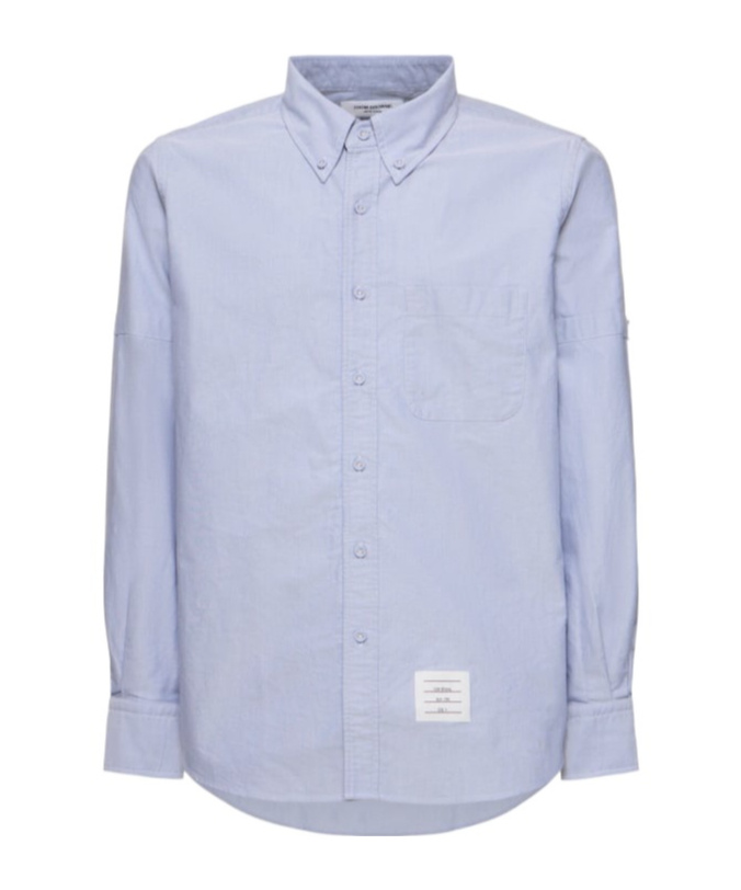 Thom Browne Long-sleeve Button-up Shirt With Tricolor Stripe Detail