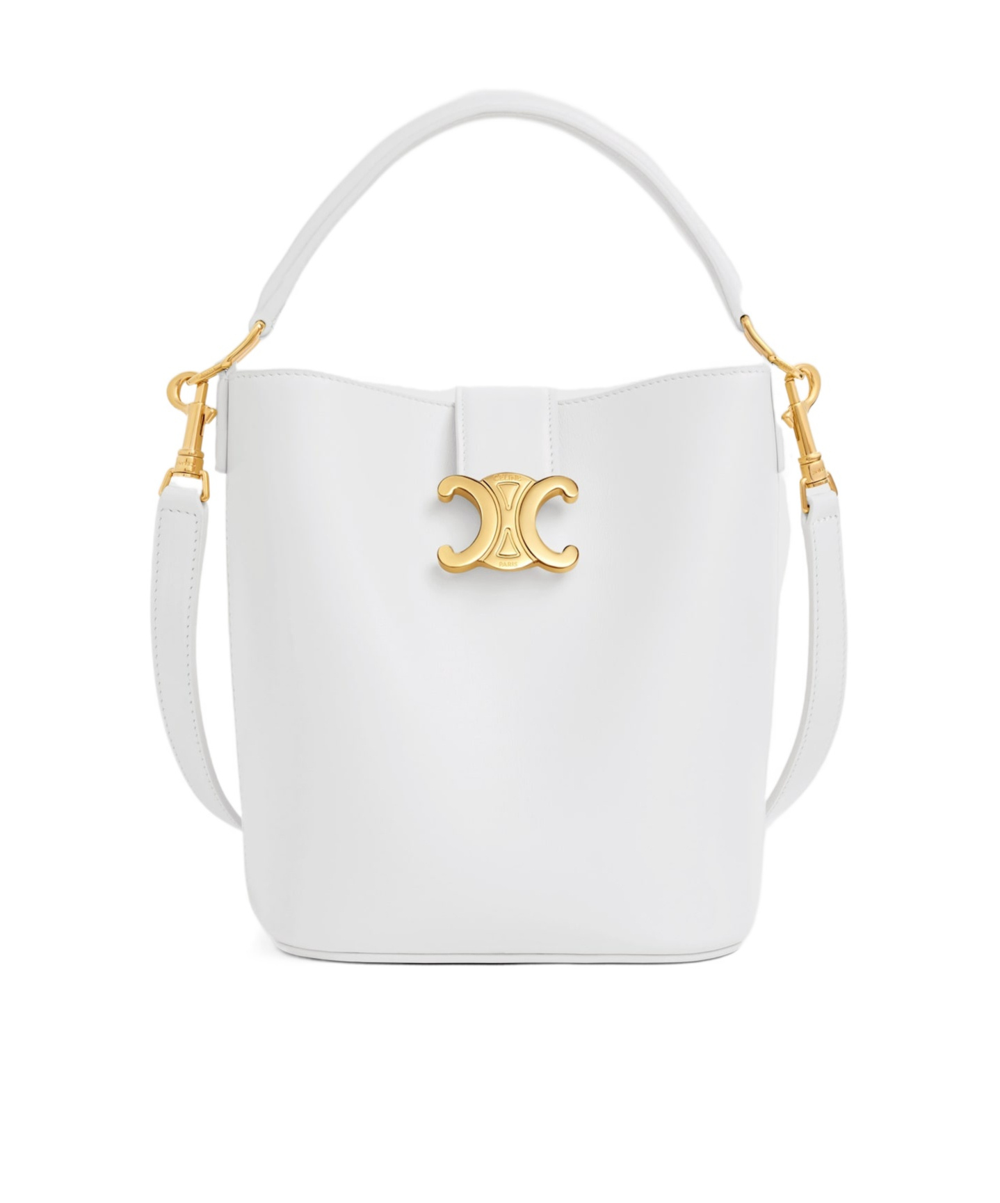 Celine Small Bucket Louise In Smooth Calfskin In White
