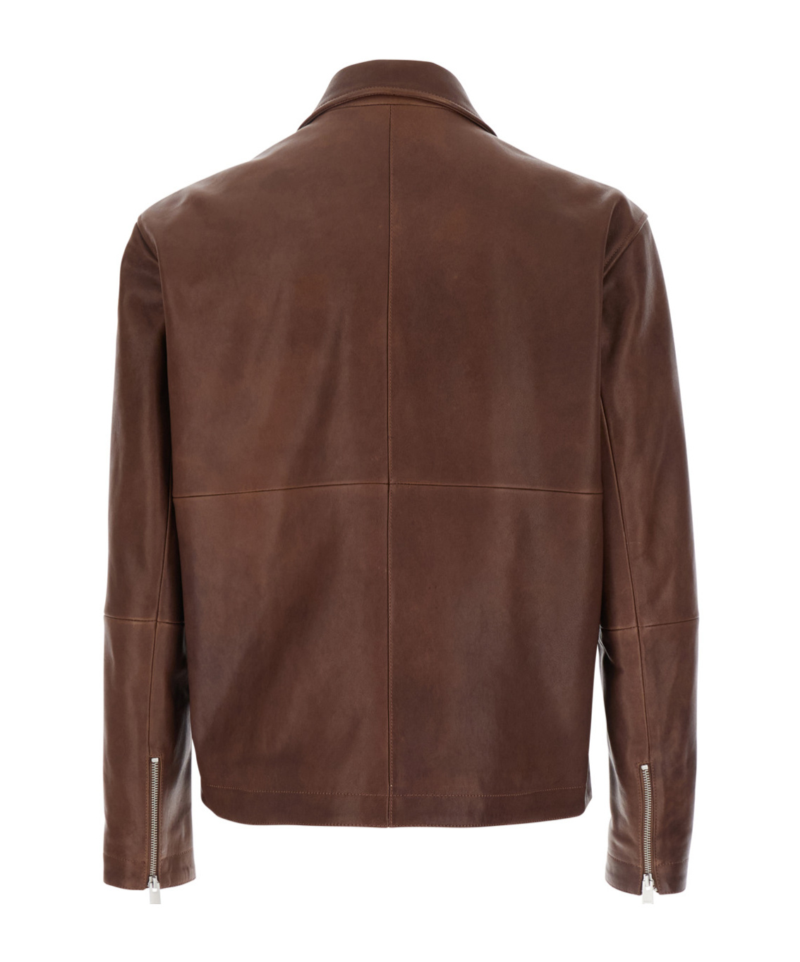 Arma Maze Brown Jacket With Classic Collar And Zipped Cuffs In Leather Man In Brown