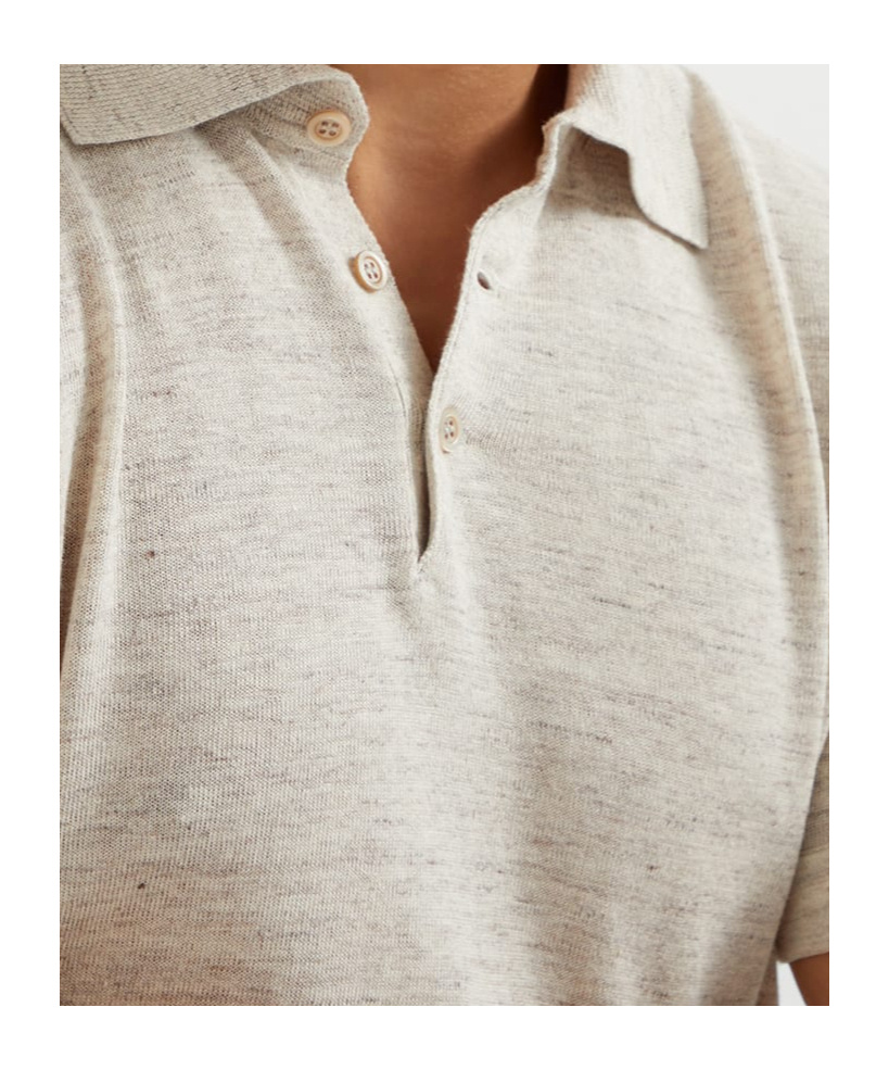 Brunello Cucinelli Fine-knit Polo Shirt In Nude