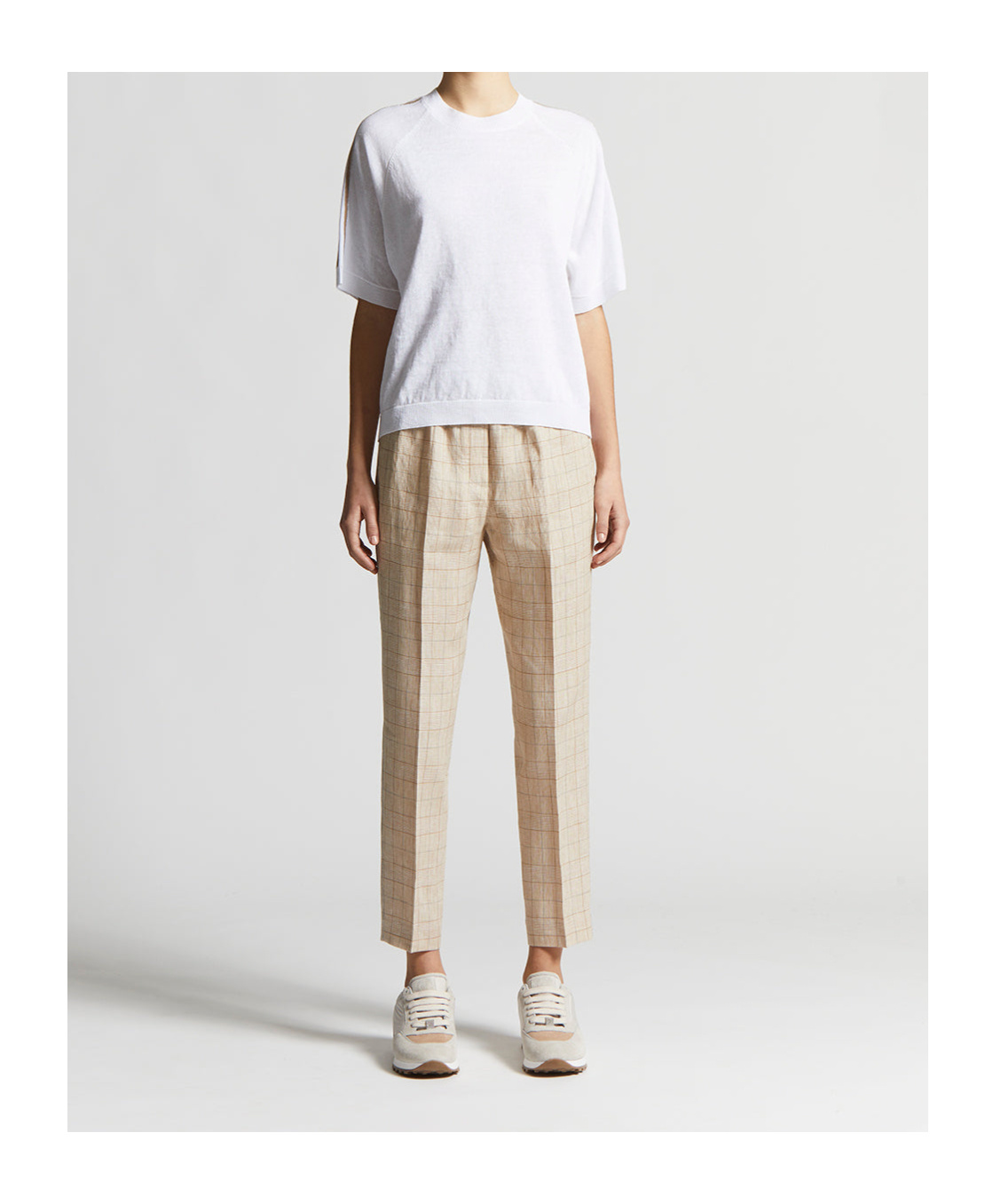Peserico Prince Of Wales Linen Trousers In Yellow