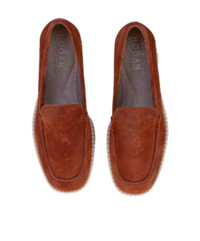 Hogan Logo-debossed Leather Loafers In Red