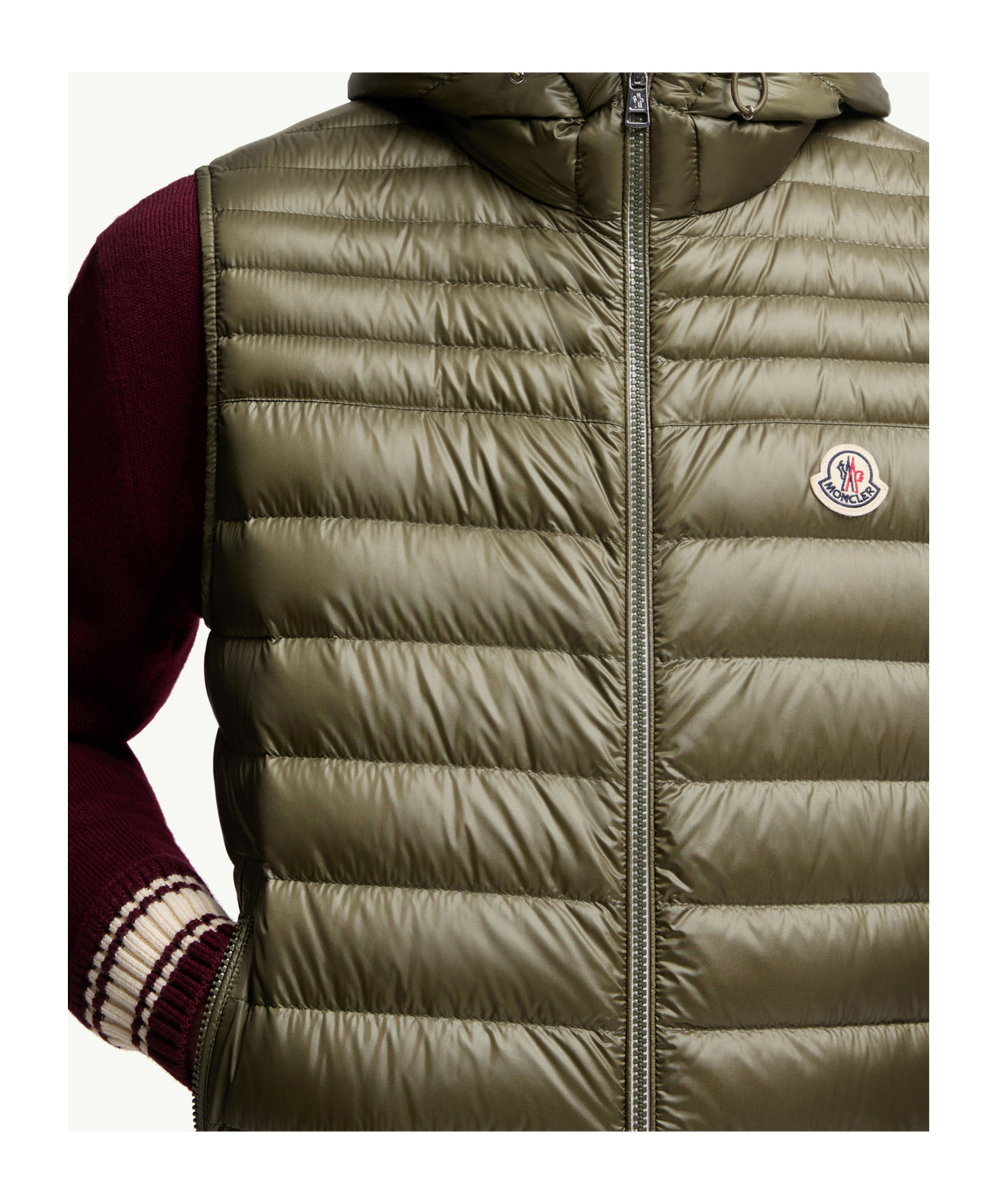 Moncler Mens Olive Orant Padded Nylon-down Gilet In Green