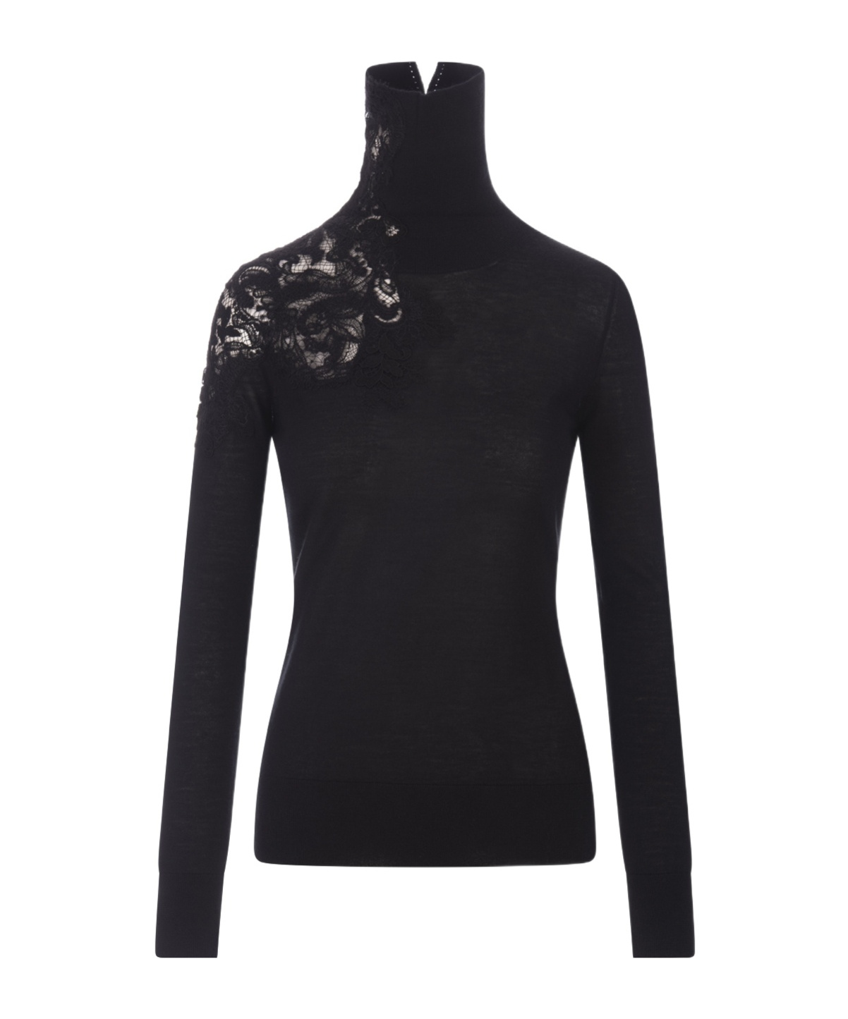 Ermanno Scervino Lace Turtleneck Sweater In Black