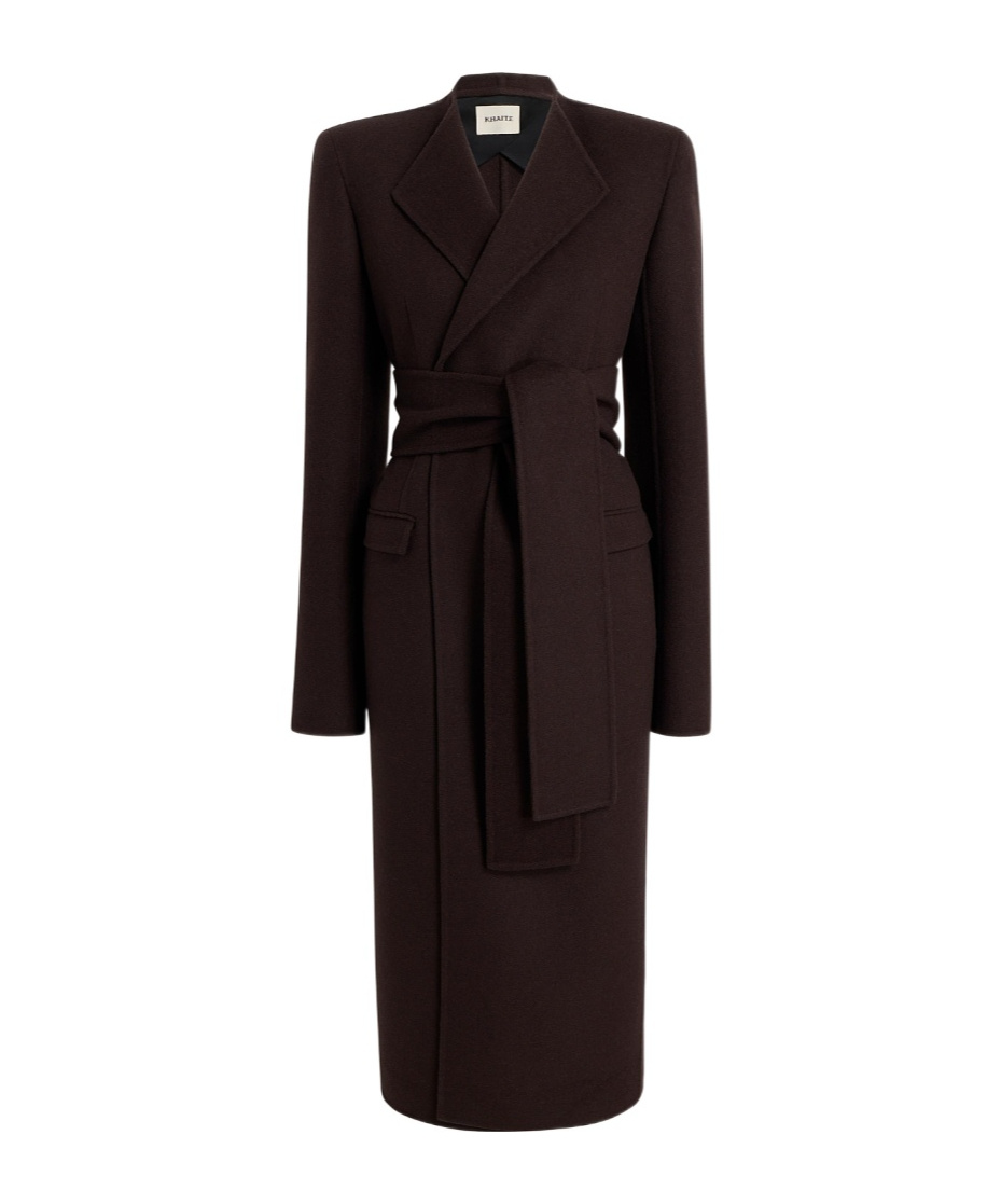 Khaite Belted Wrap Coat In Brown
