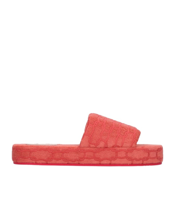 Agnona Stretch Cotton Terry Slippers In Red