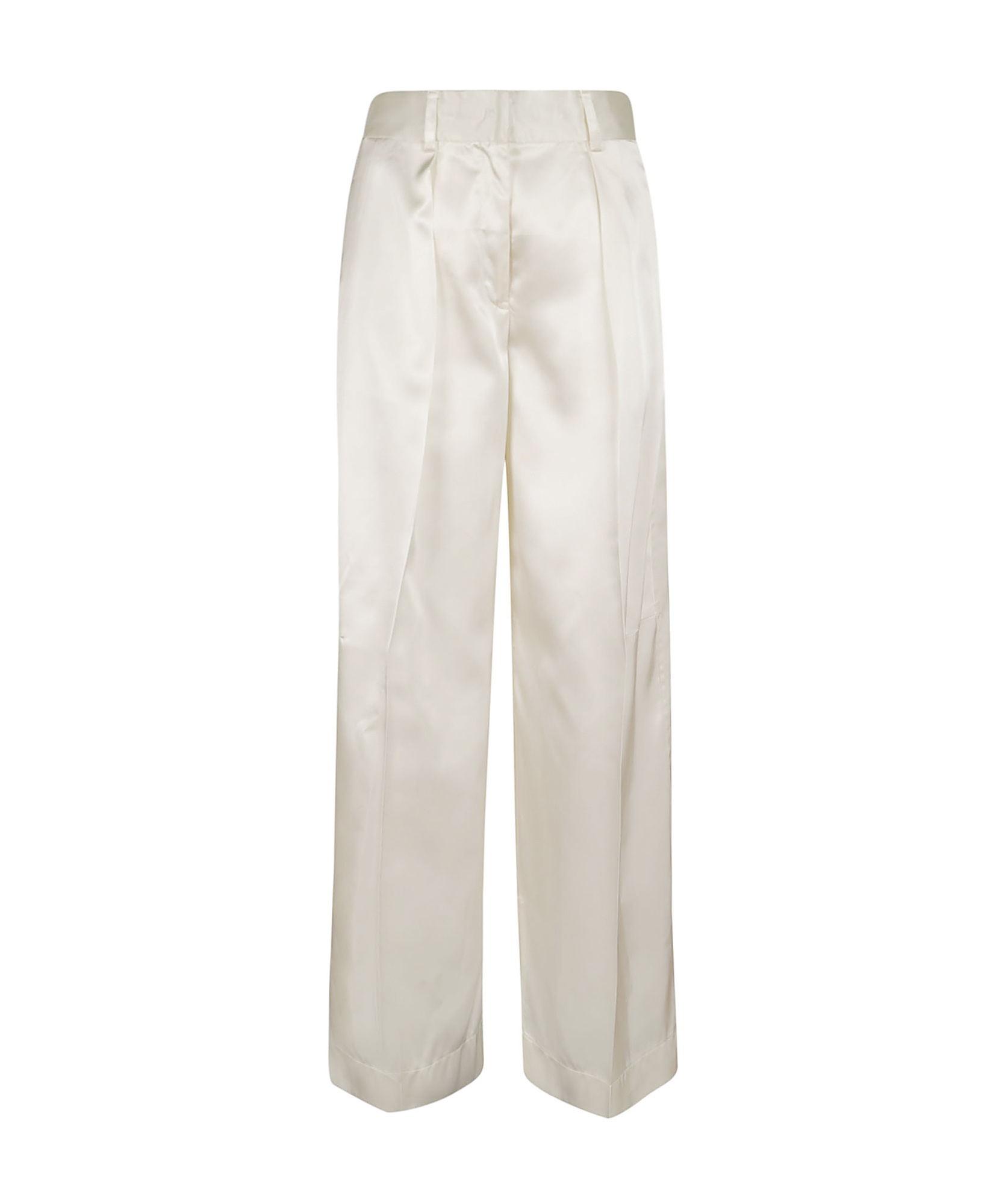 Jil Sander Wide-leg High Waist Trousers With Satin Finish In White