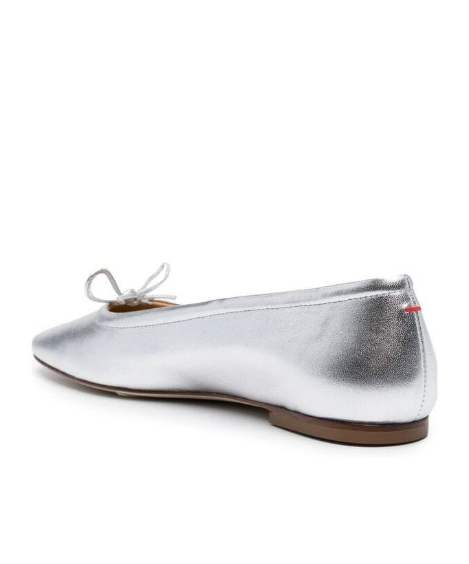 Aeyde Metallic Leather Ballerina Shoes In White