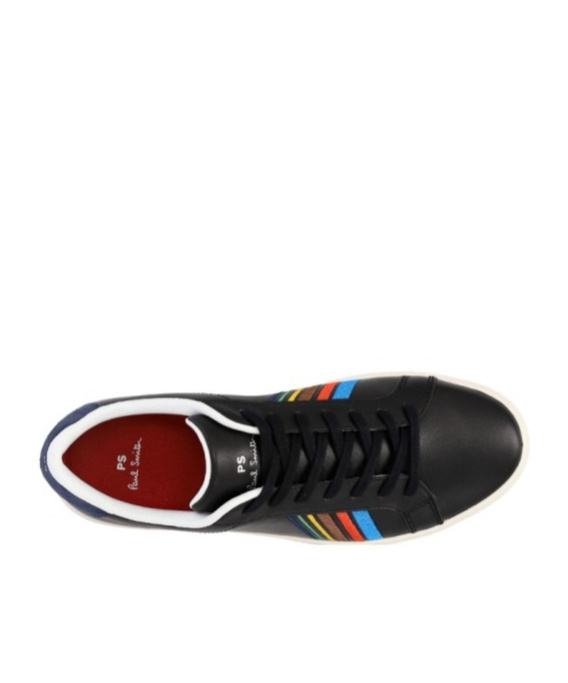 Ps By Paul Smith Black Leather 'rex' 'sports Stripe' Trainers In Black