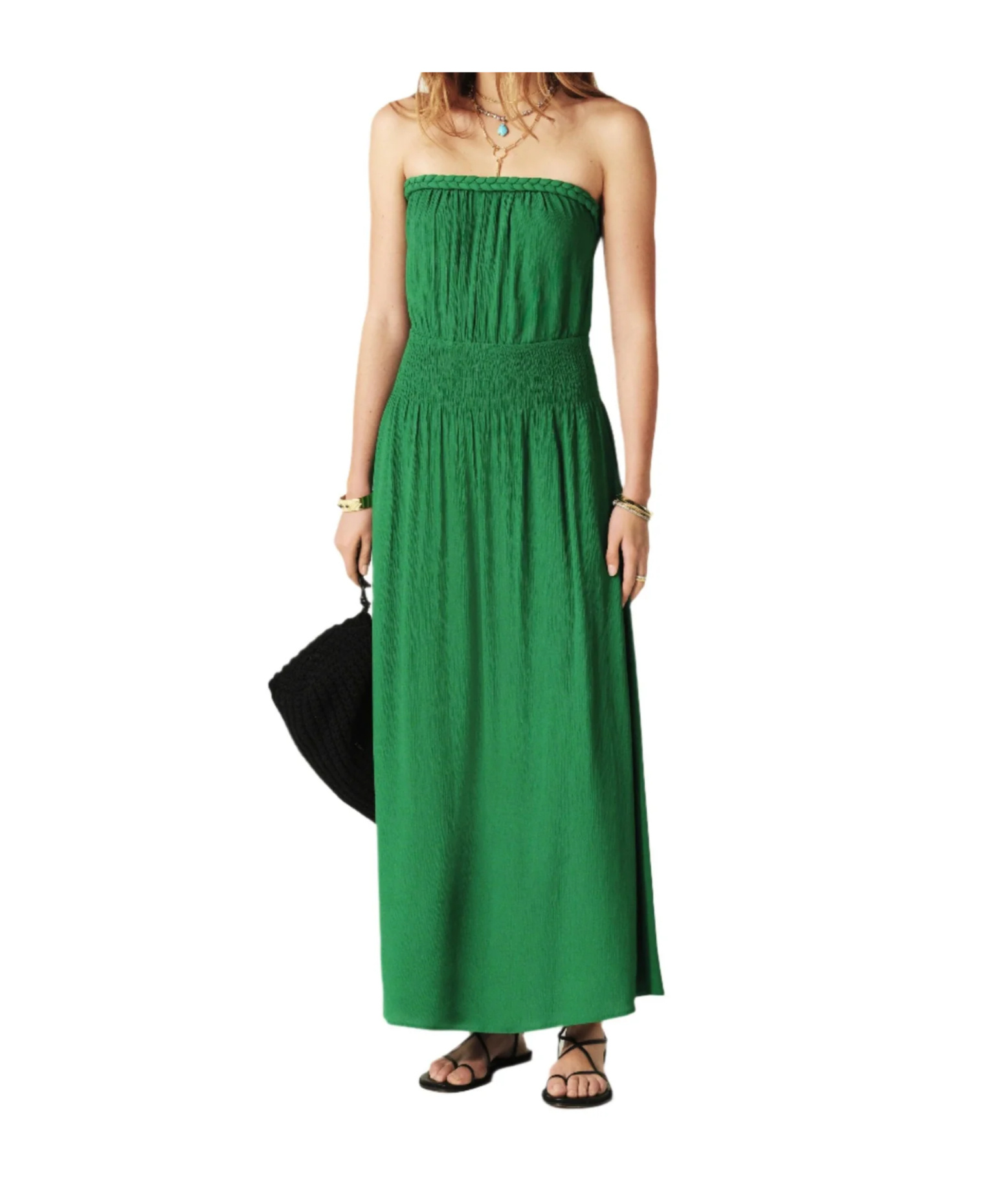 Bash Off-the-shoulder Dress In Green