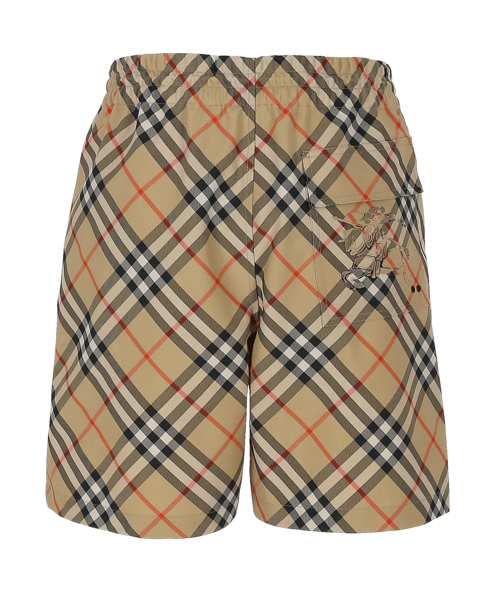 Burberry Beige Swim Trunks With Check Motif In Polyamide Man In Nude