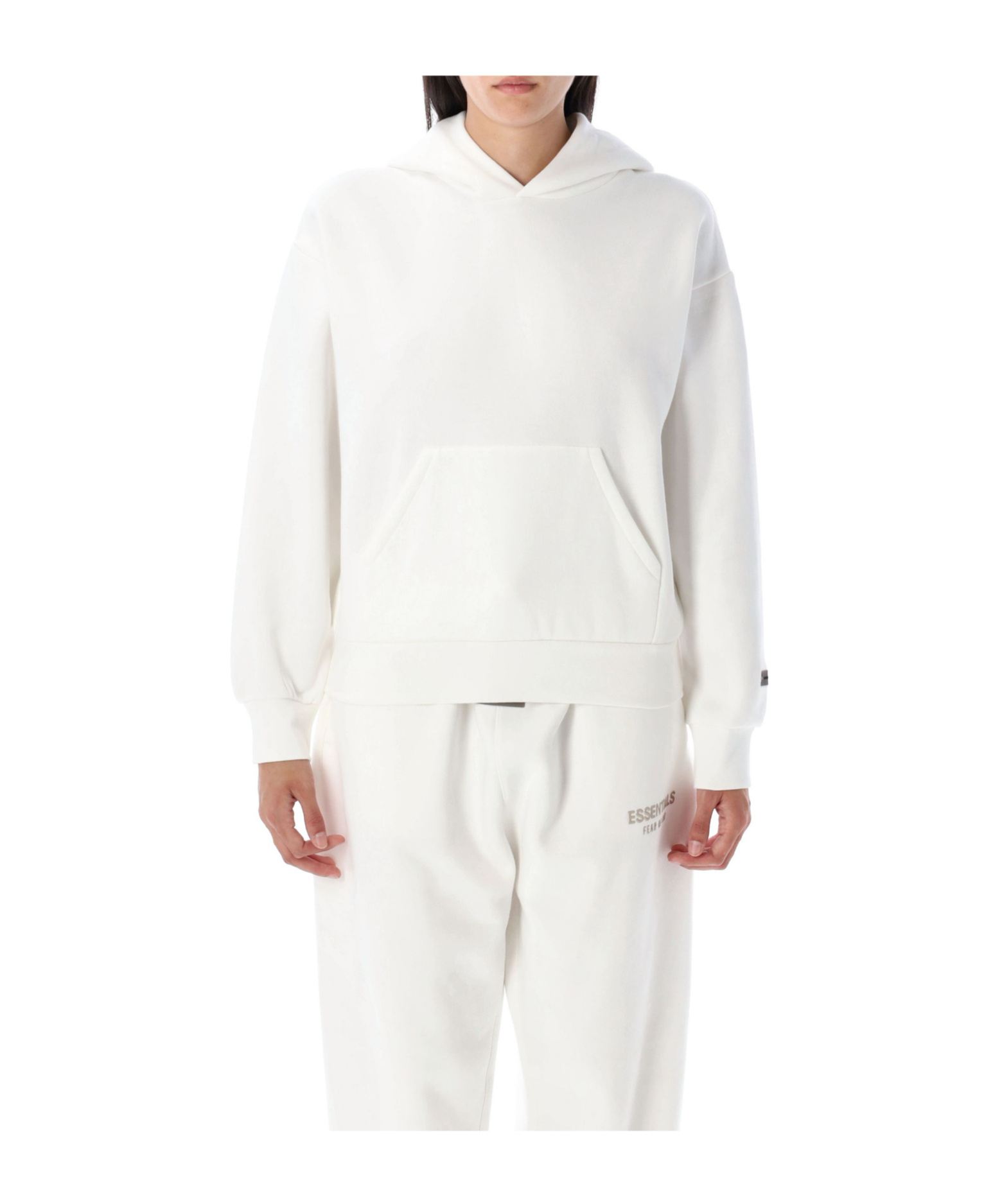 Essentials Fear Of God Logo Patch Classic Fit Hoodie In White