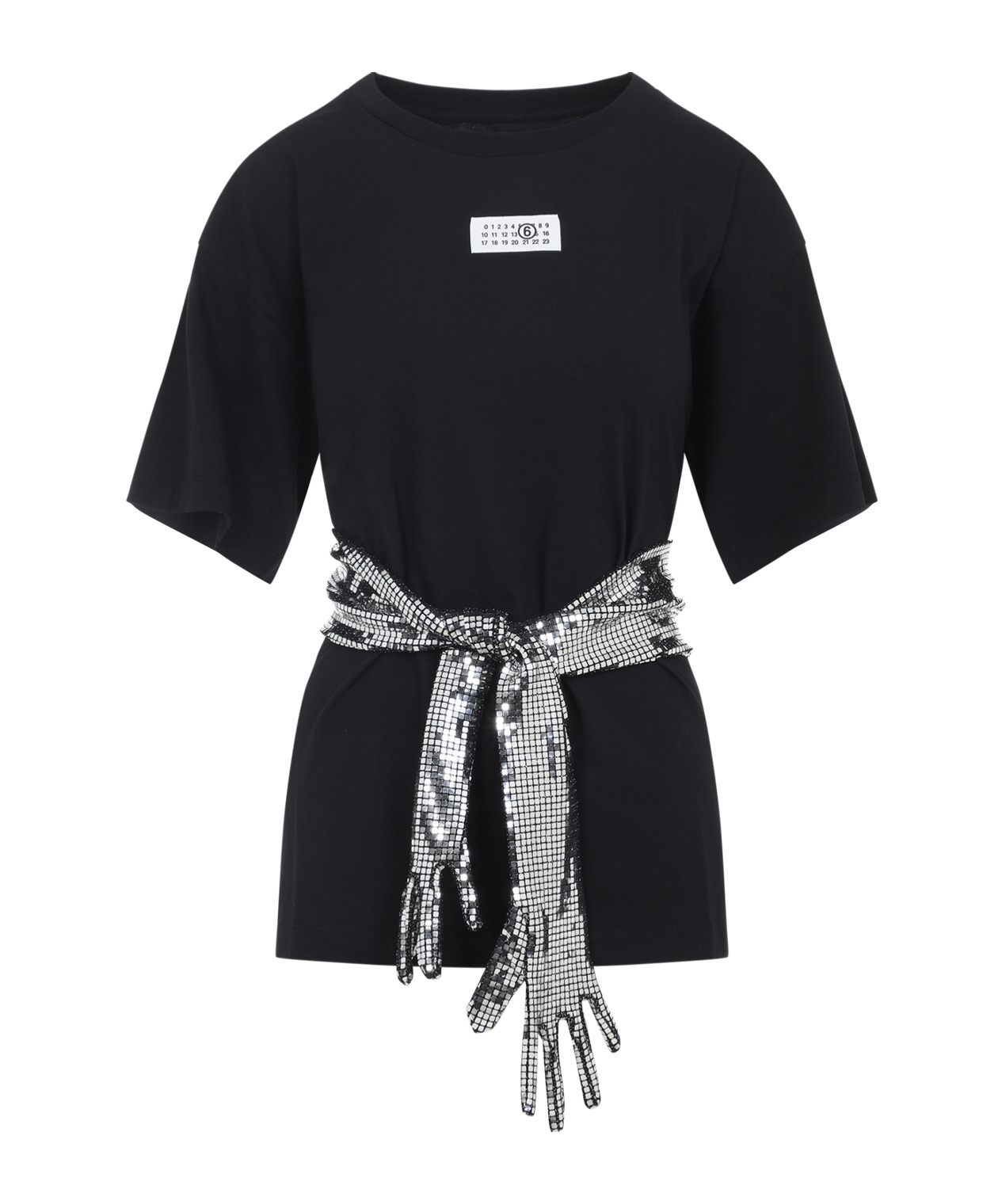 Mm6 Maison Margiela Roundneck Label T-shirt In Black