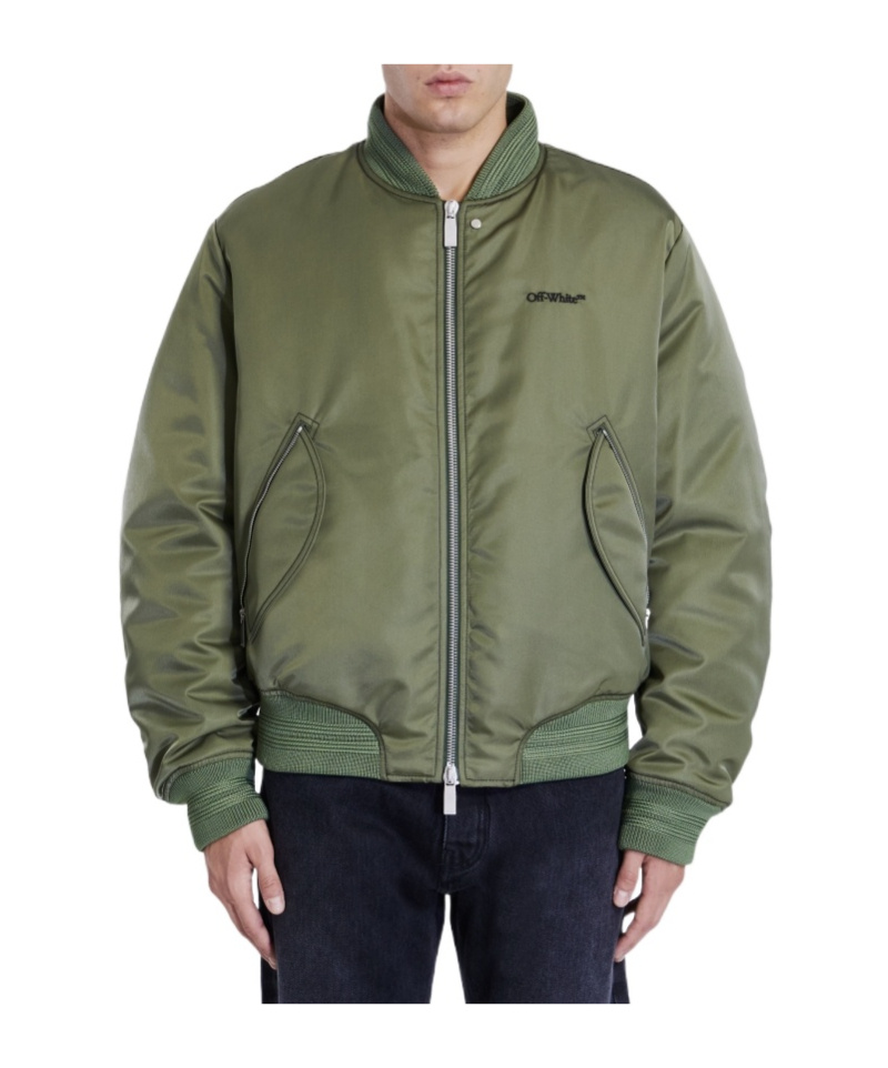Off-white Padded Nylon Bomber Jacket In Green