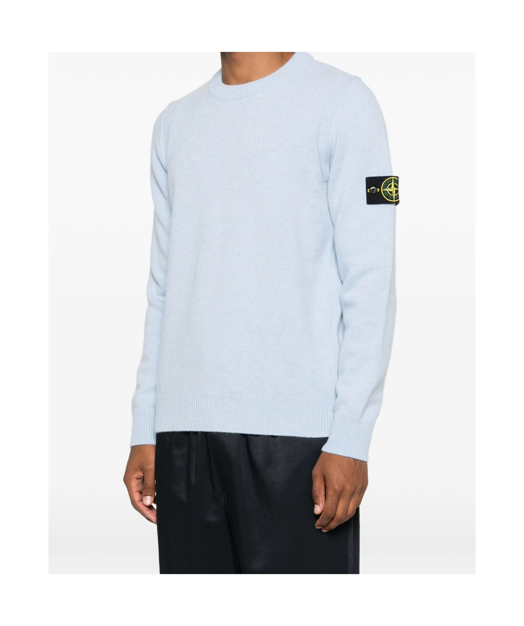 Stone Island Logo Patch Crewneck Sweatshirt In Blue