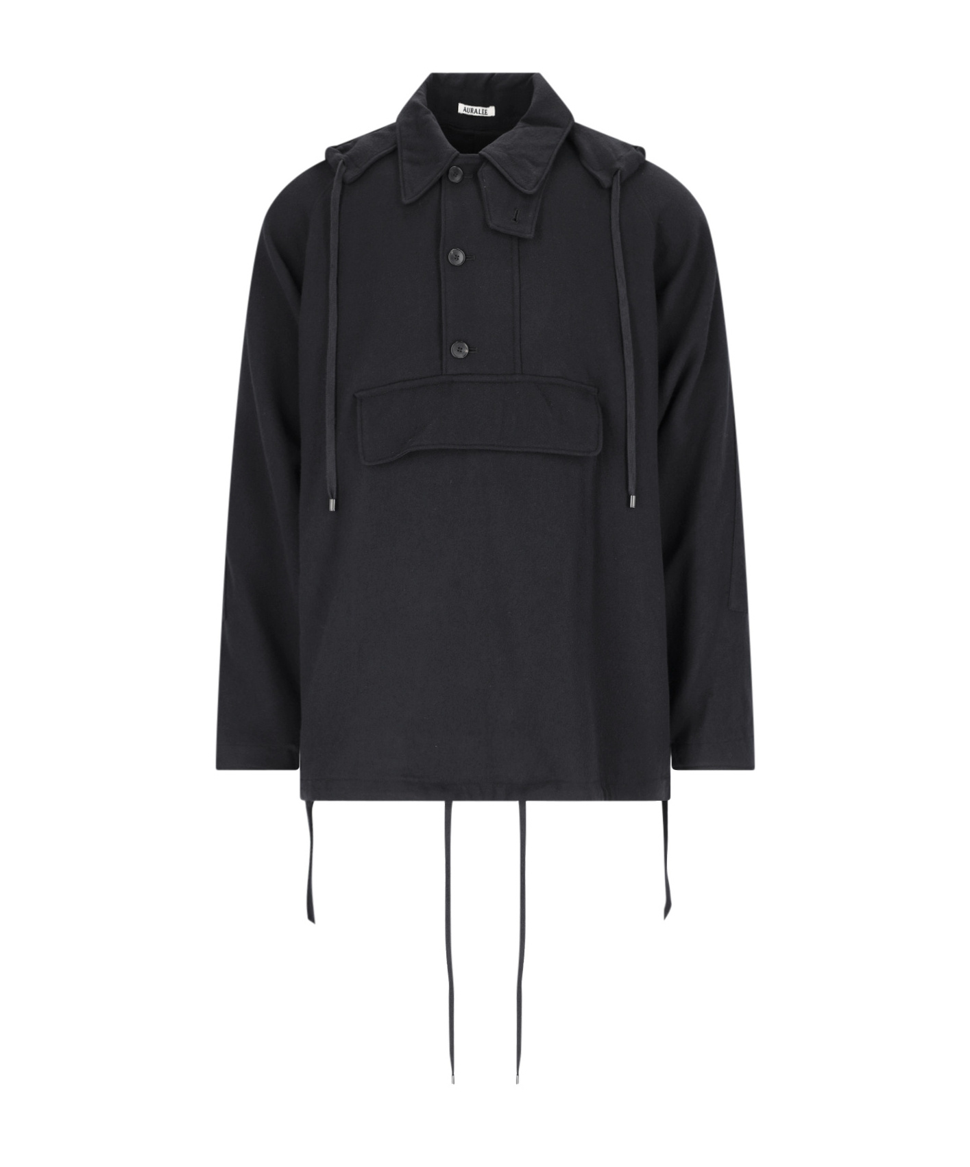 Auralee Long Sleeved Hooded Casual Jacket In Black