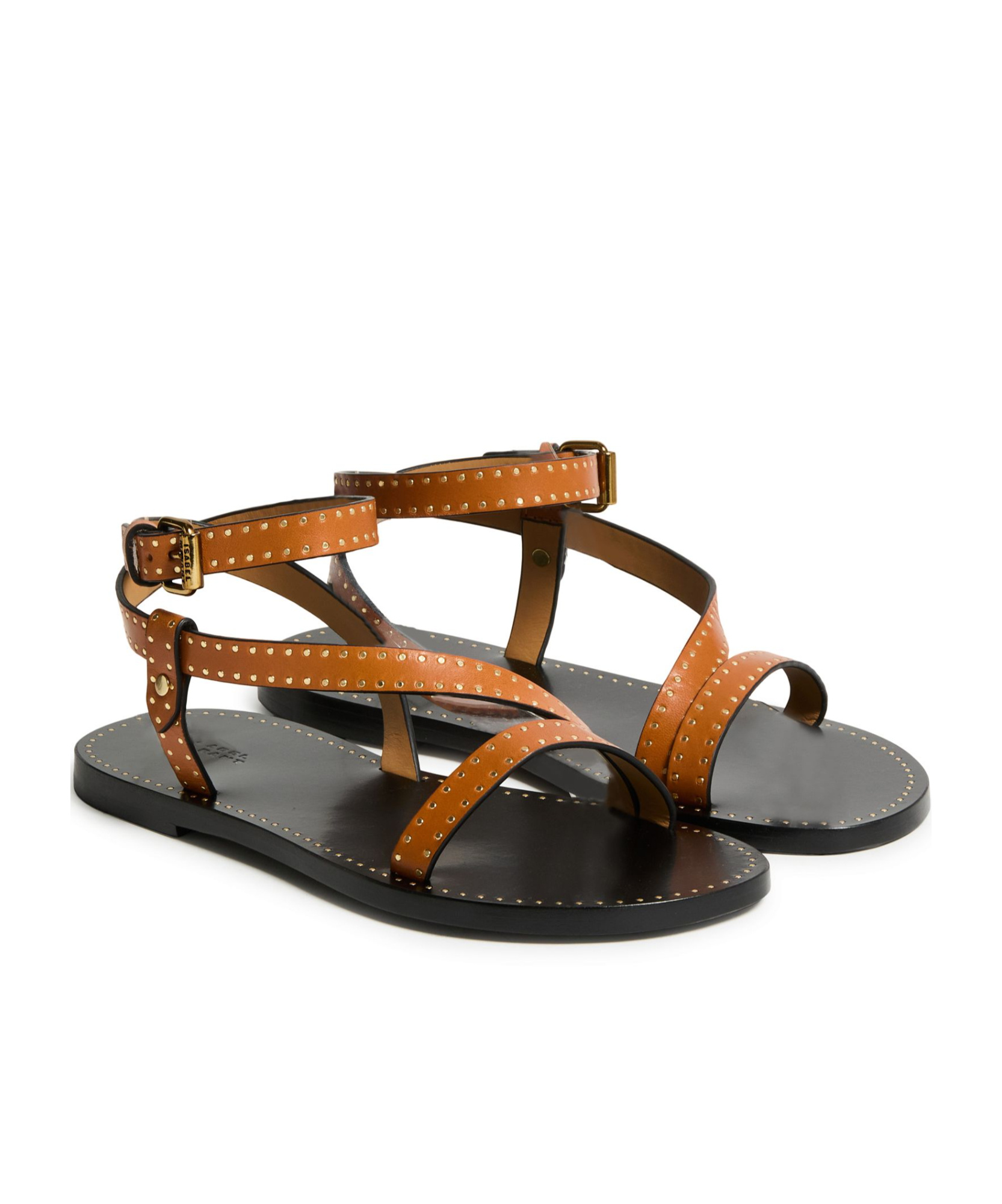 Shop Isabel Marant Round Toe Flat Sandals In Multicolor