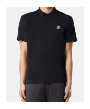 Stone Island Black Piquet Polo Shirt In Black