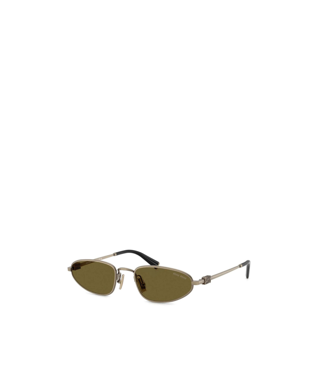 Miu Miu Logo Metal Oval Sunglasses In Green